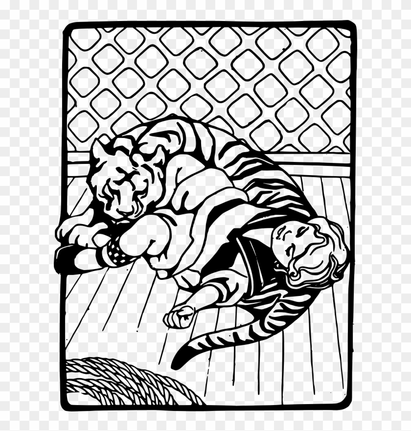 Sleeping With A Tiger - Tiger Illustration With Girl #748757