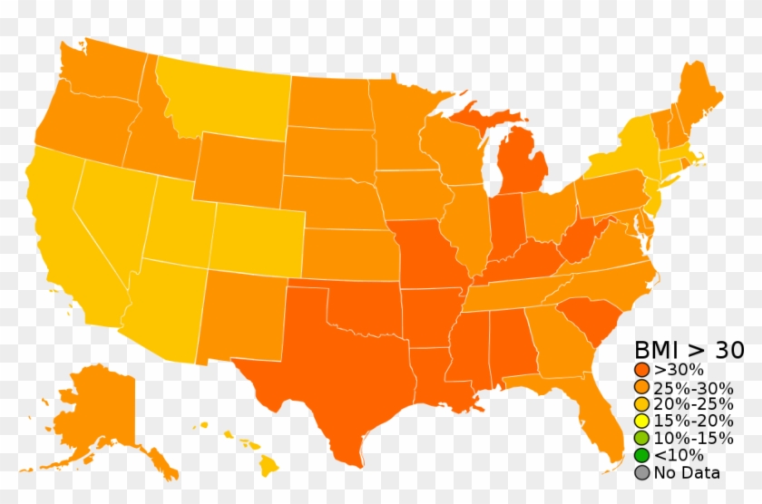 Usa Obesity - States With Corporal Punishment #750478