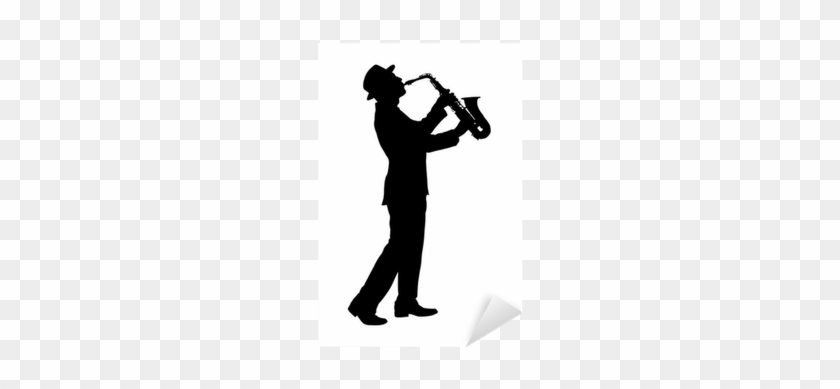 A Silhouette Of A Full Length Portrait Of A Man In - Man Playing Saxophone Silhouette #750571