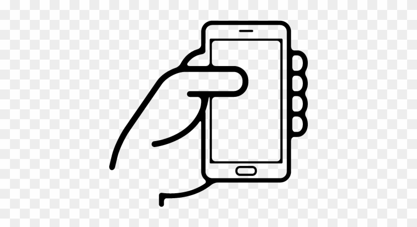 Hand Holding A Mobile Phone Vector - Hand Holding Phone Icon #750967