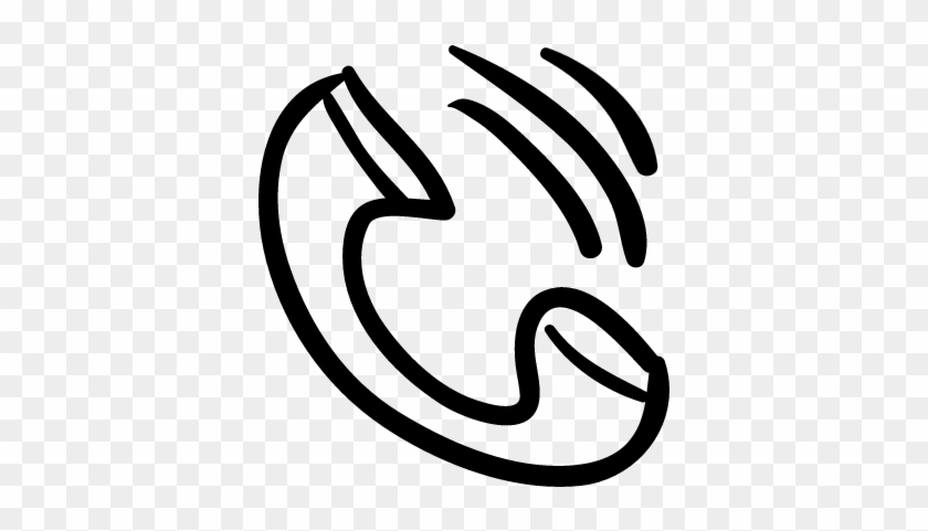 Phone Auricular Hand Drawn Ringing Tool Outline Vector - Hand Drawn Phone Logo #750979