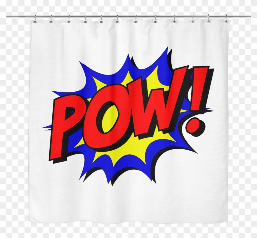 Comic Book Themed Shower Curtain For Your Kids Super - Red, Blue And Yellow Pow! Comic Book Themed Shower #751499
