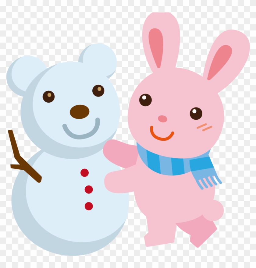 Rabbit Easter Bunny Snowman Illustration - Cartoon #751996