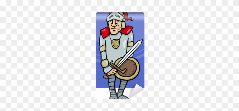 Knight With Sword Cartoon Illustration Wall Mural • - Knight #752439