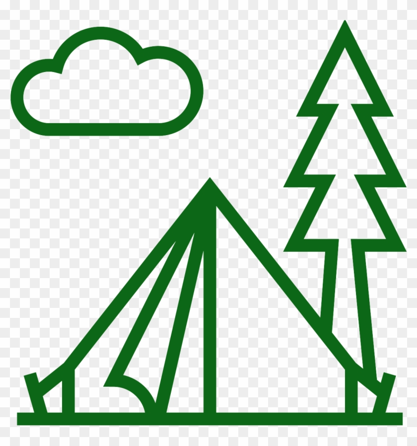 Line Drawing Of A Tent Next To A Tree - Camping #752839