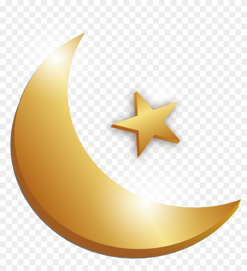 Golden Moon Star 28102943 Transprent Png Free Download - Gold Moon And Stars Png #752922