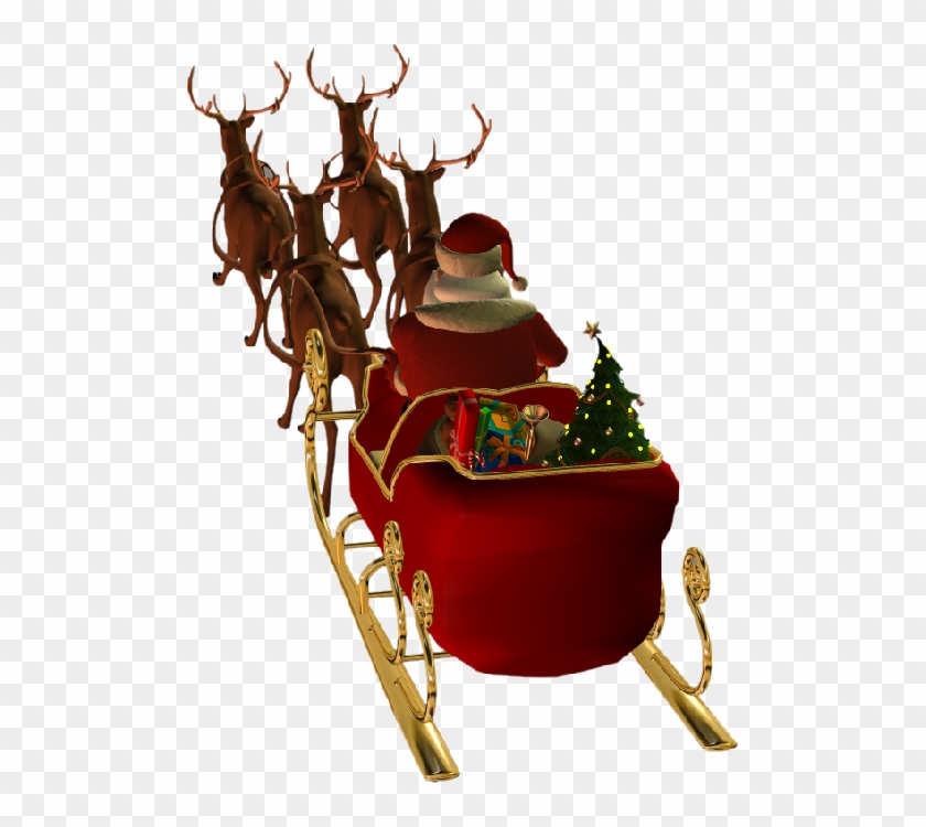 Christmas Santa, Sleigh And Reindeer Clip Art - Święty Mikołaj W Saniach Gif #752939