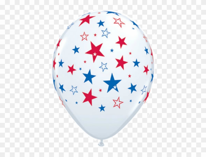 White Balloon With Red And Blue Stars - Pioneer Balloon Stars Balloons, White/red And Blue #753131