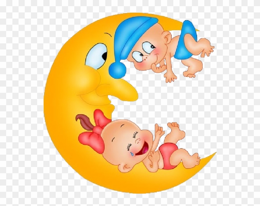 Baby Girl And Boy On Moon Cartoon Clip Art Images - Baby On Moon Cartoon #753445