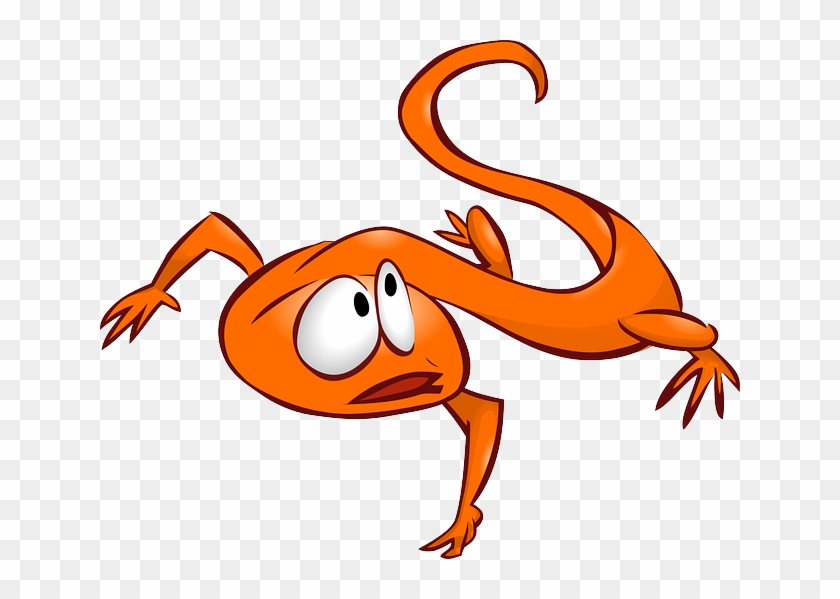 Cartoon, Orange, Animal, Reptile, Lizards - Lizard Clip Art #753578