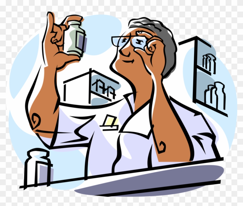 Vector Illustration Of Pharmacist Serves Pharmacy Customer - Drug Delivery System Ppt #753922