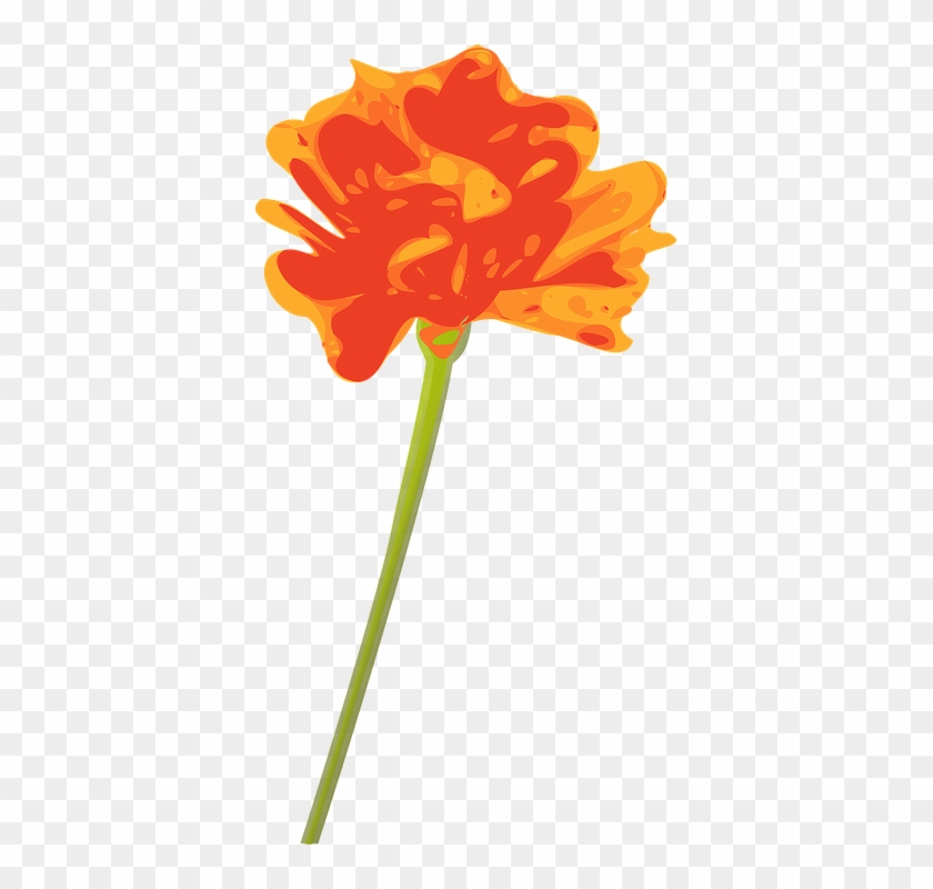 Single Rose Clipart 15, - Orange Flower Clipart #754297
