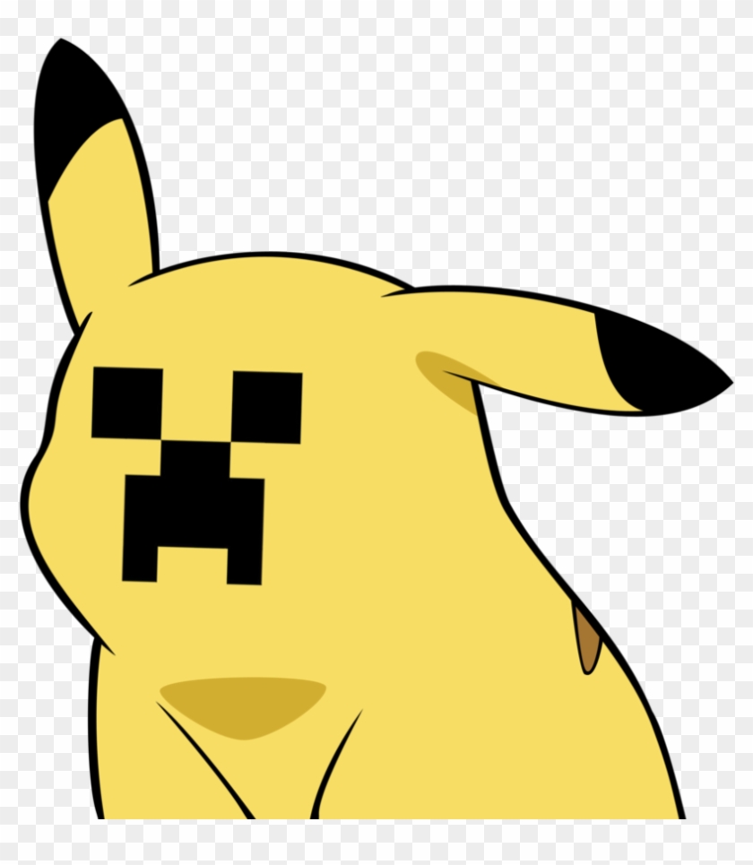 Pikachu Meets Minecraft By Drpoochew - Pikachu Face Meme Png #754735