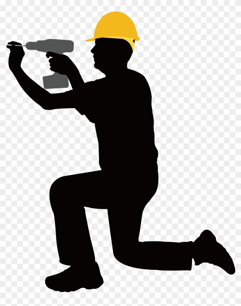 Construction Worker Laborer Architectural Engineering - Construction Worker Shaking Hand Silhouette #754839