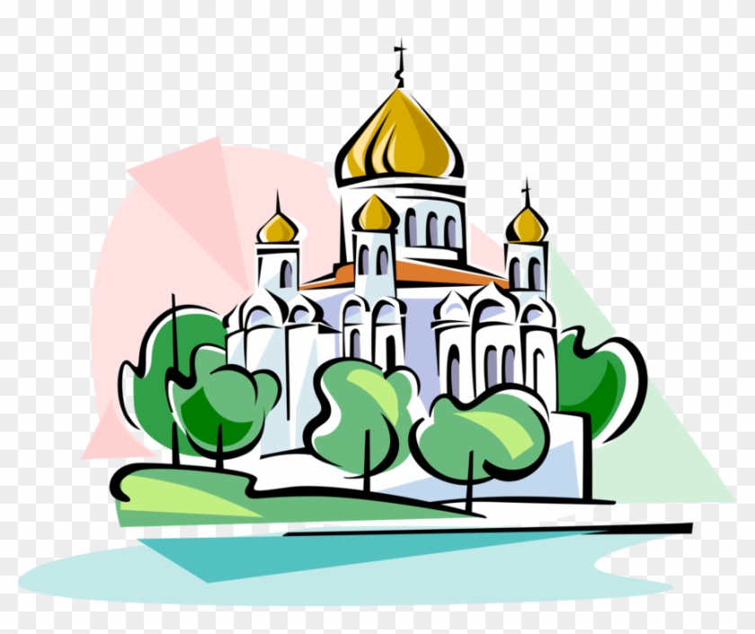 Vector Illustration Of The Christian Church Cathedral - Храм Христа Спасителя Png #754902