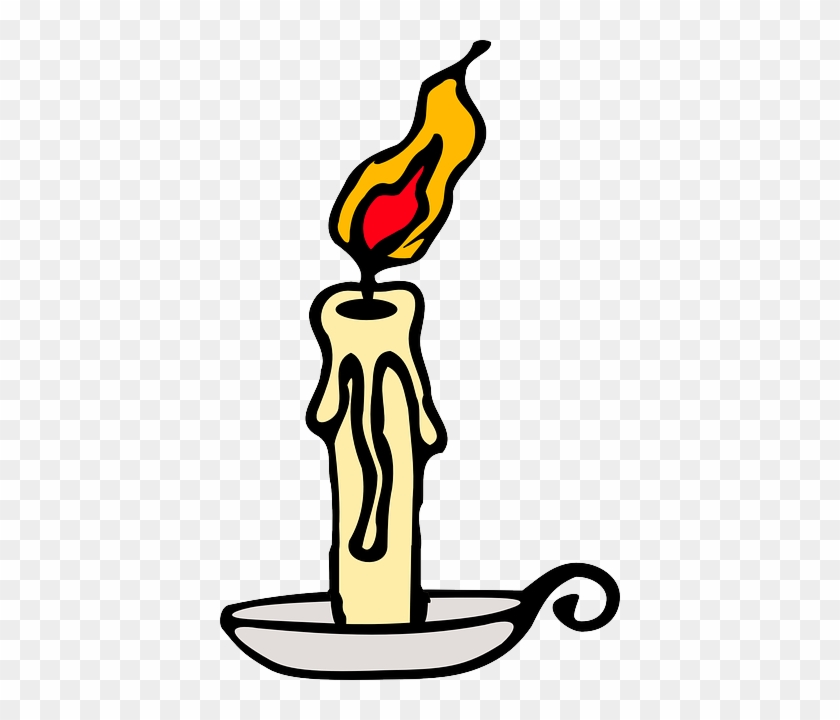 Outline, Yellow, Fire, Cartoon, Lit, Flame - Candle Burning Clip Art #755423