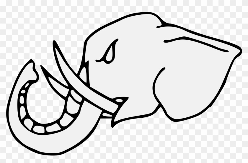 Elephant's Head Couped Close - Line Art #755827