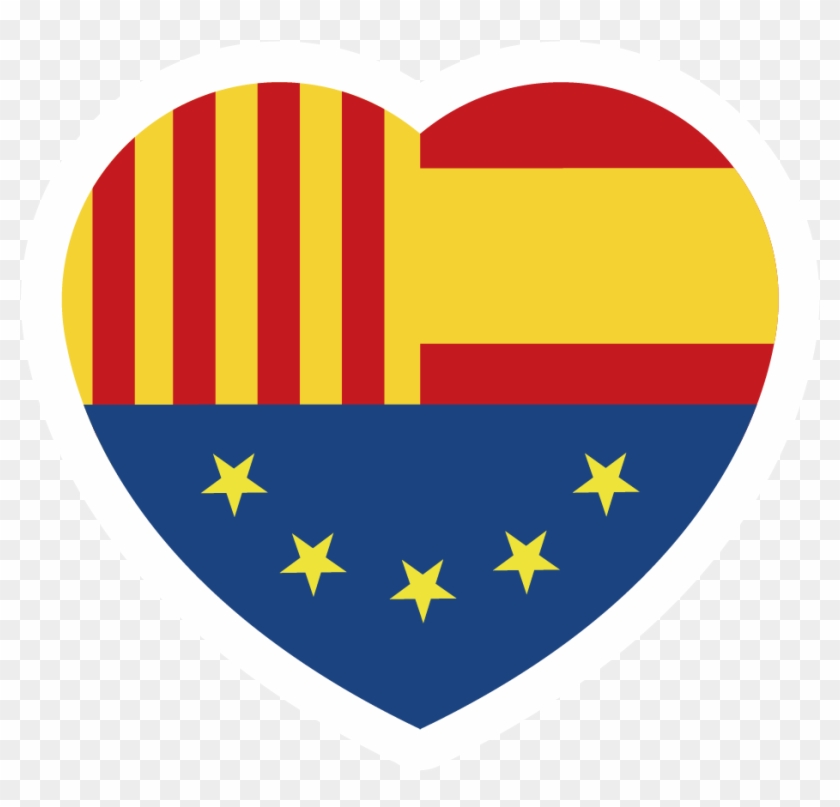Corazon Tribandera X2 - Corazon Bandera España Cataluña Europa #755864