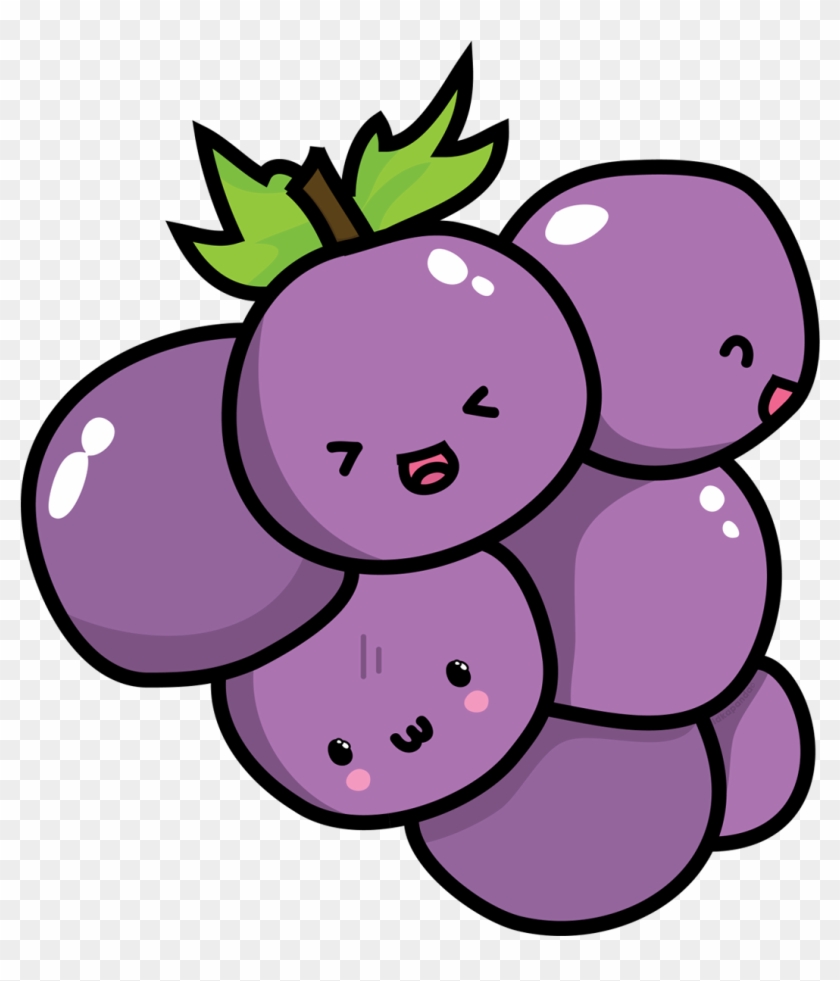 Kavaii Grape Chibi Food Clip Art - Cute Grapes Png #755999