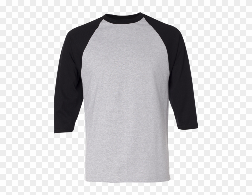 ¾ Sleeve Raglan Baseball T-shirt - Gray And Black Baseball Tee #756371