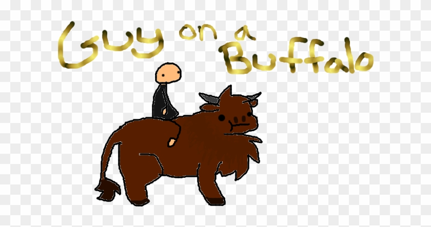 Guy On A Buffalo By Bobtehcat - Cartoon #756822