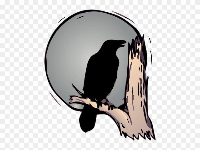 Raven, Moon, Black, Night, Tree, Bird, Dark, Silhouette - Raven Clip Art #756917