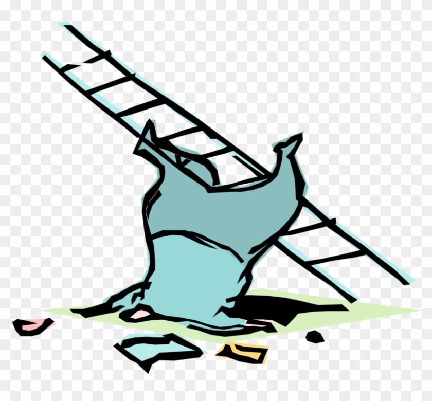 Vector Illustration Of Businessman Jumps Off Ladder - Man Falling Off Ladder Clipart #757339
