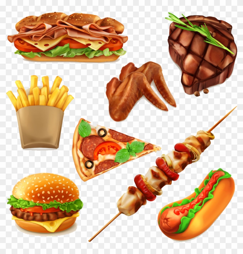 Hamburger Fast Food Pizza Drawing - American Food Png Drawing #757717