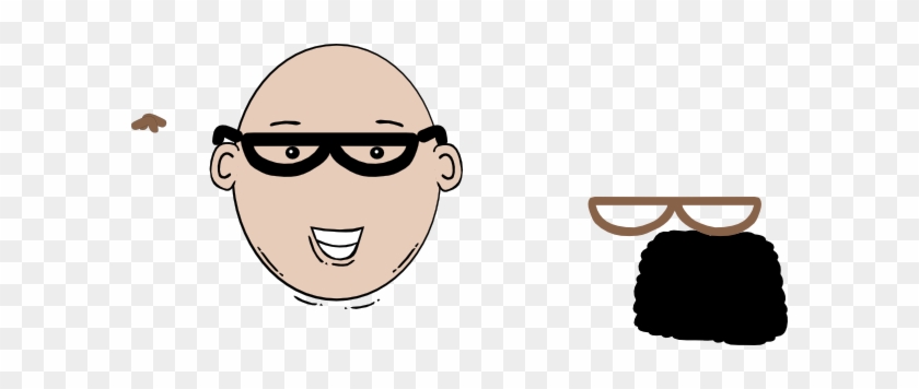 Bald Man Face Cartoon With Mustache Clip Art At Clker - Cartoon Bald Man  With Glasses - Free Transparent PNG Clipart Images Download