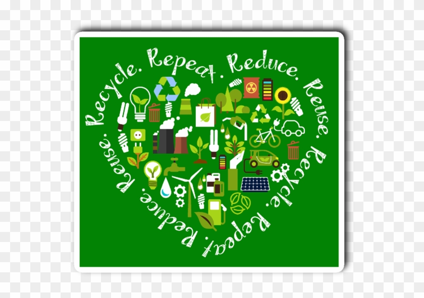 Reduce - Reuse - Recycle - Repeat - Vinyl Die Cut Sticker - Reduce Reuse Recycle #758203