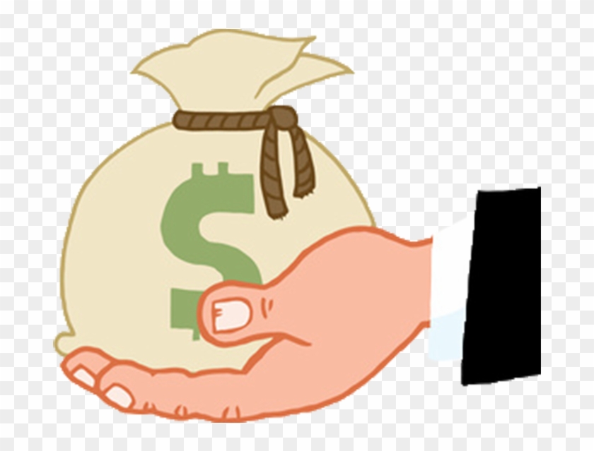 Donation Money Gift Clip Art - Hand Holding Bag Of Money #758277