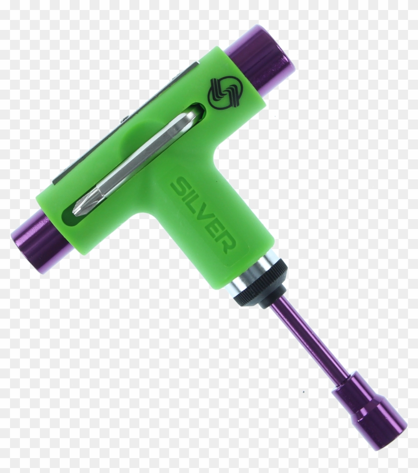 Silver Tool Neon Green/purple - Silver Trucks Neon Green / Purple Skate Tool #759341