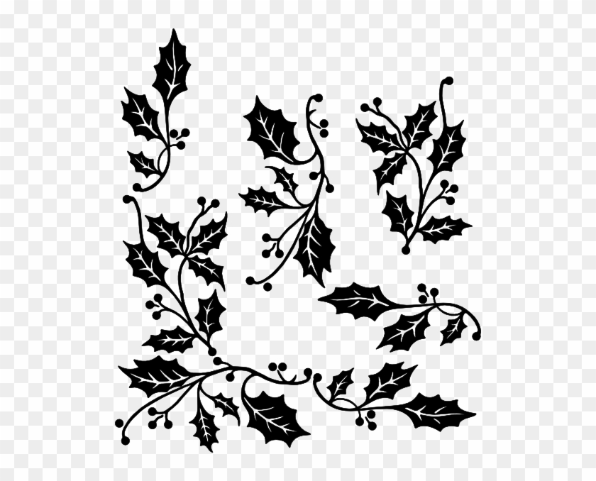 Holly Borders - Christmas Clip Art Black And White Border #759758