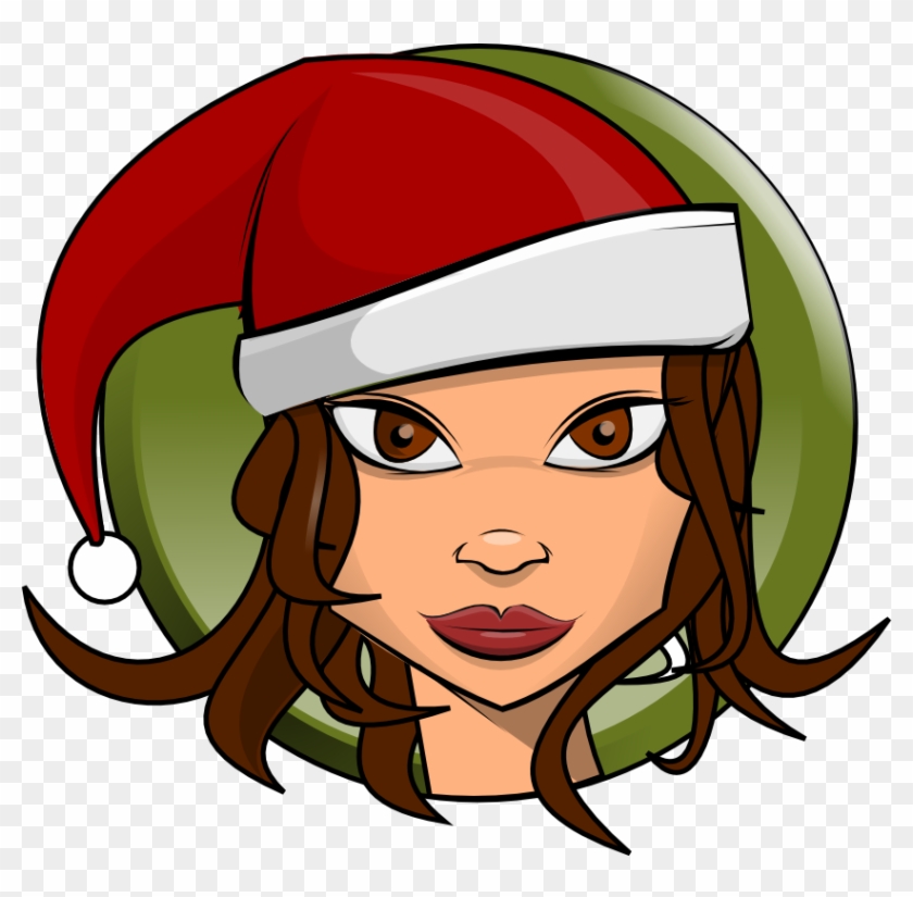 Free Woman Wearing Santa Hat Clip Art - Santa Lady Clipart #760386