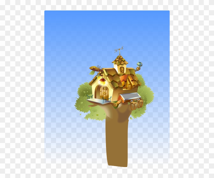 Playing, Tree, Tree House, Bird House - House On Tree Cartoon #761217