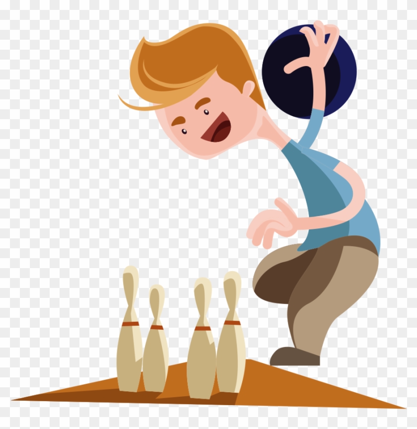 Ten-pin Bowling Cartoon Illustration - Playing Bowling Cartoon #761265