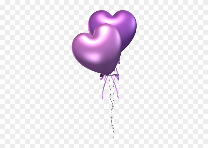 Two Purple Heart Balloons - Purple Balloons Psd #761843