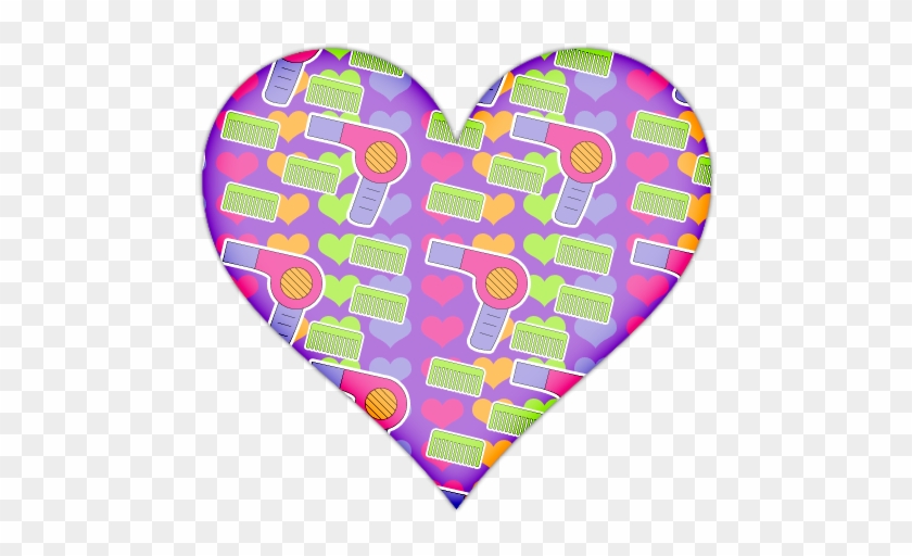 Purple Heart With Hair Blower And Comb Icon Clipart - Heart #761896