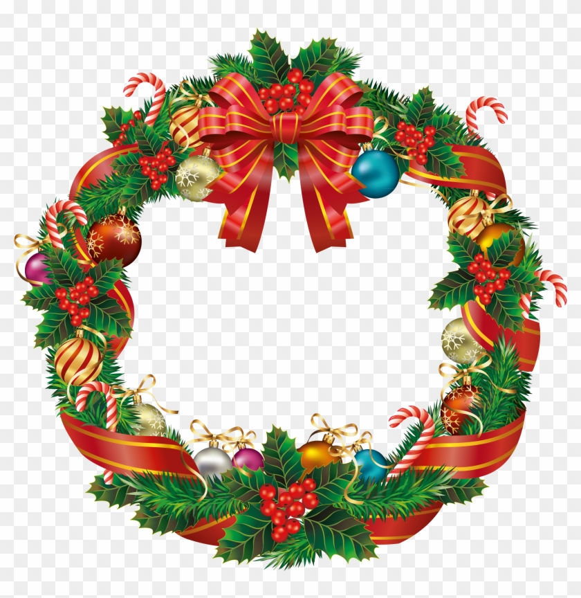 Christmas Ornament Wreath Clip Art - Christmas Ornament Wreath Clip Art #762901