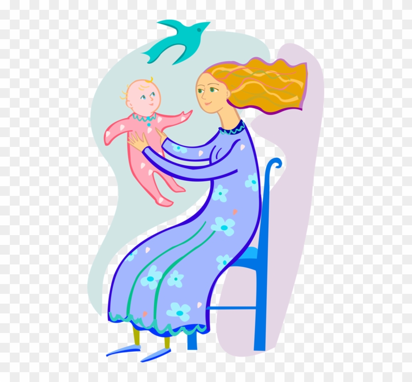 Vector Illustration Of Loving Parent Mother With Newborn - Vector Illustration Of Loving Parent Mother With Newborn #763084