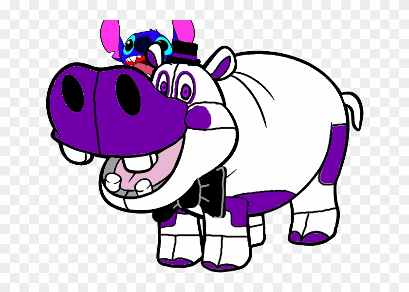 Funtime Memo Faz-hippo With Stitch Puppet By Peterwayne32 - Glückliches Cartoonhippopotamus Grußkarte #763153
