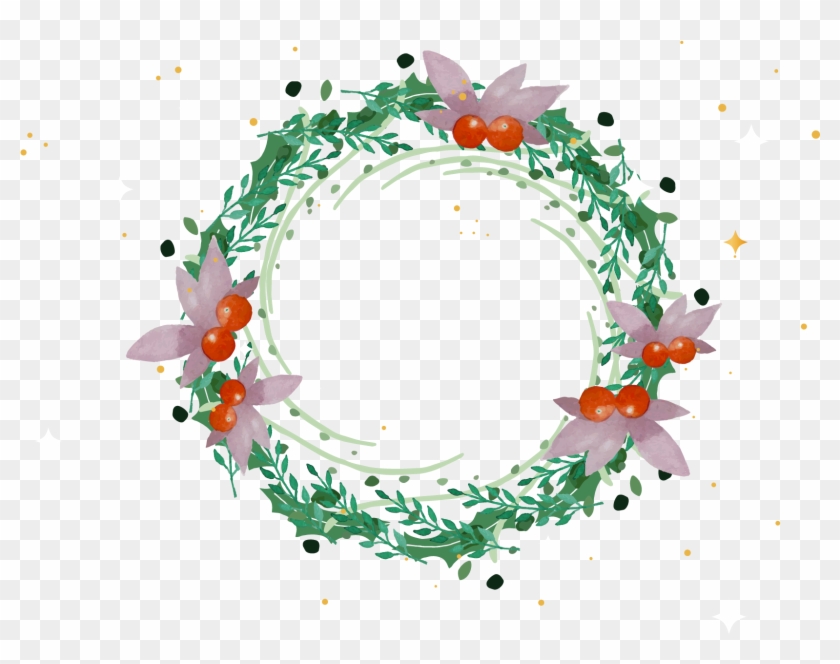 Wreath Christmas Garland Watercolor Painting - Transparent Green Flower Circle #763170