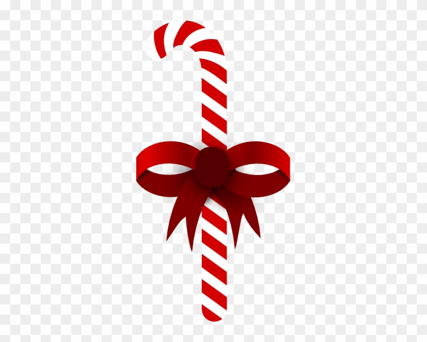 Candy Cane With Ribbon Png #763218
