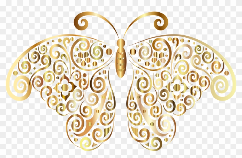 Floral Flourish Butterfly Silhouette 4 No Background - Floral Flourish Butterfly Silhouette 4 No Background #763997