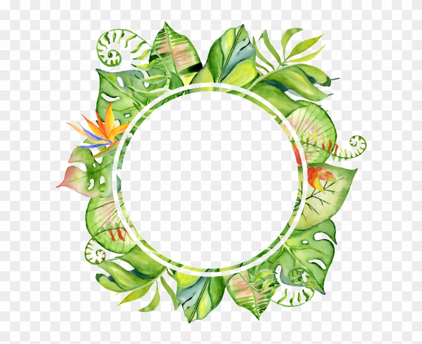Hand-painted Leaf Frame Png Transparent Material - Water Colour Leafy Wreath #764067