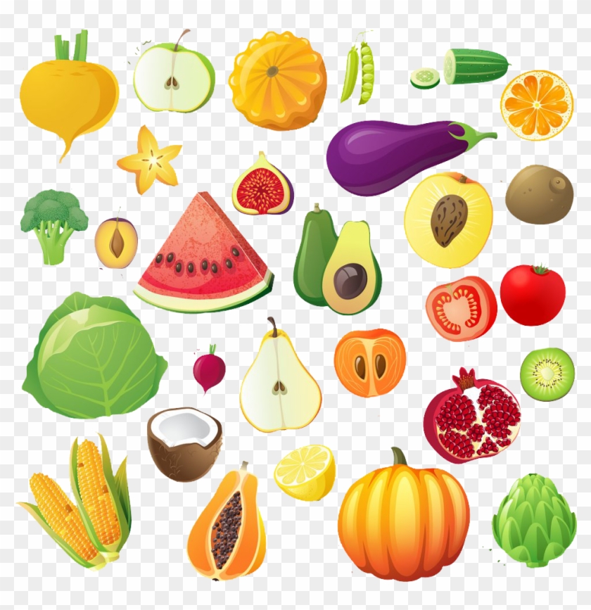 Fruit Vegetable Drawing Illustration - Fruit And Vegetable Drawing #764321