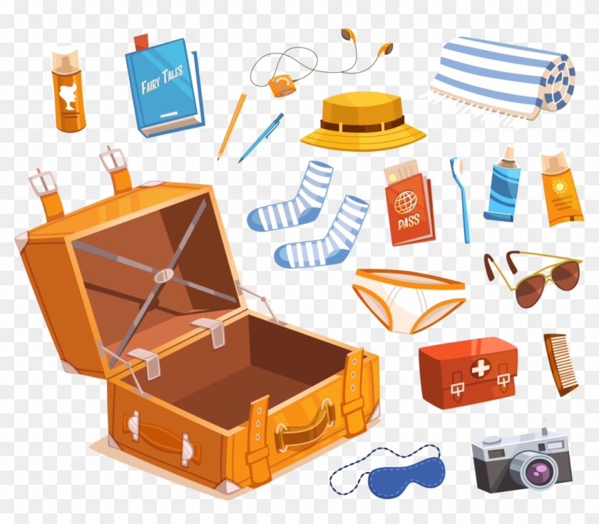 Men's Summer Vacation Cartoon Element Vector Material - Travel Objects Vector #764505