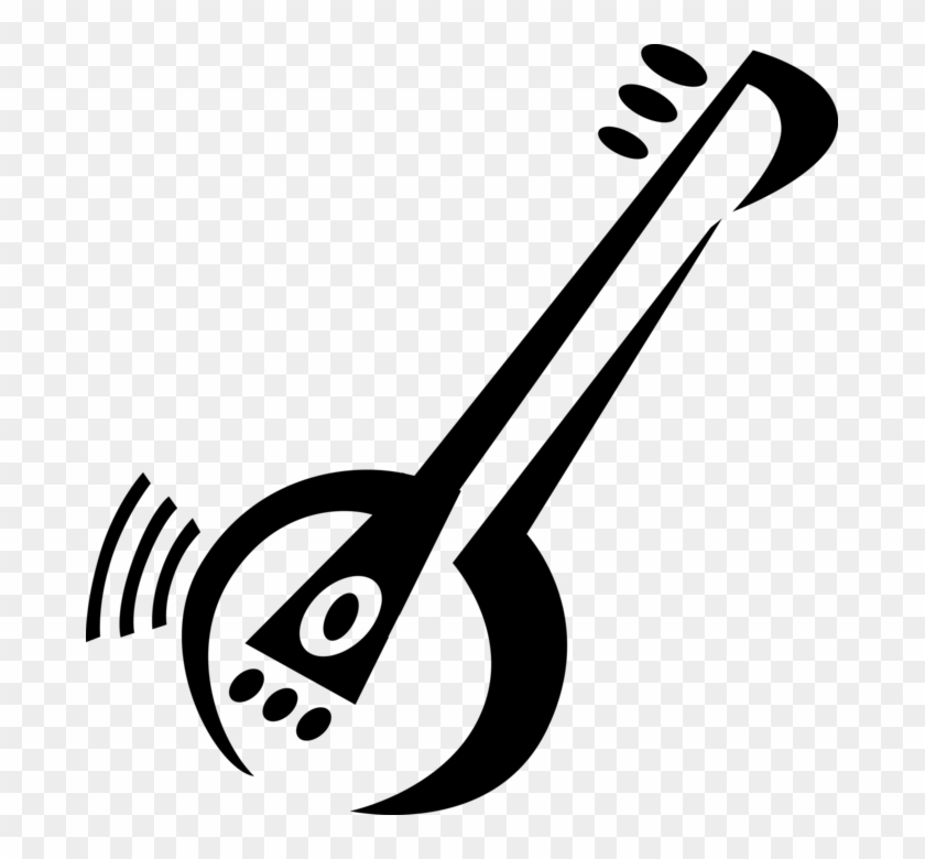Vector Illustration Of Banjo Stringed Musical Instrument - Vector Illustration Of Banjo Stringed Musical Instrument #764789