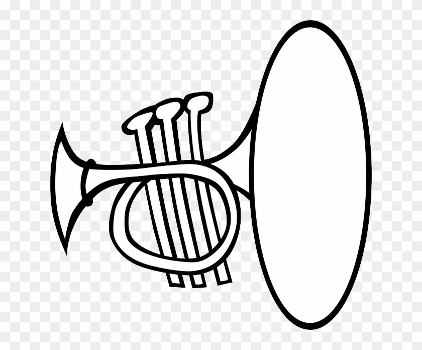 Musical Instrument Trumpet, Music, Musical Instrument - Musical Instruments Clipart Black And White #764829