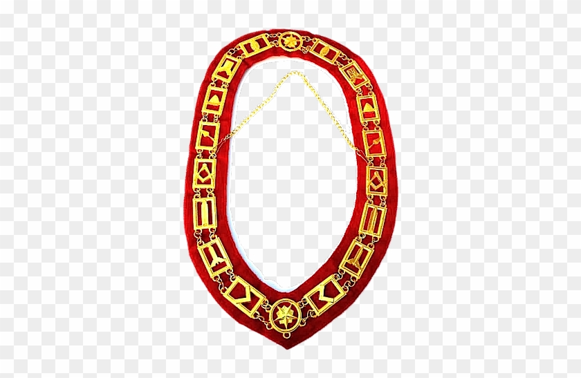 Red Chenille Master Mason Collar Golden Finish - Masonic Collars #764912